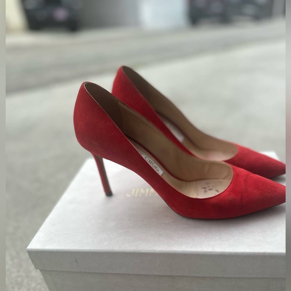 Jimmy Choo Romy Red Suede Heels
